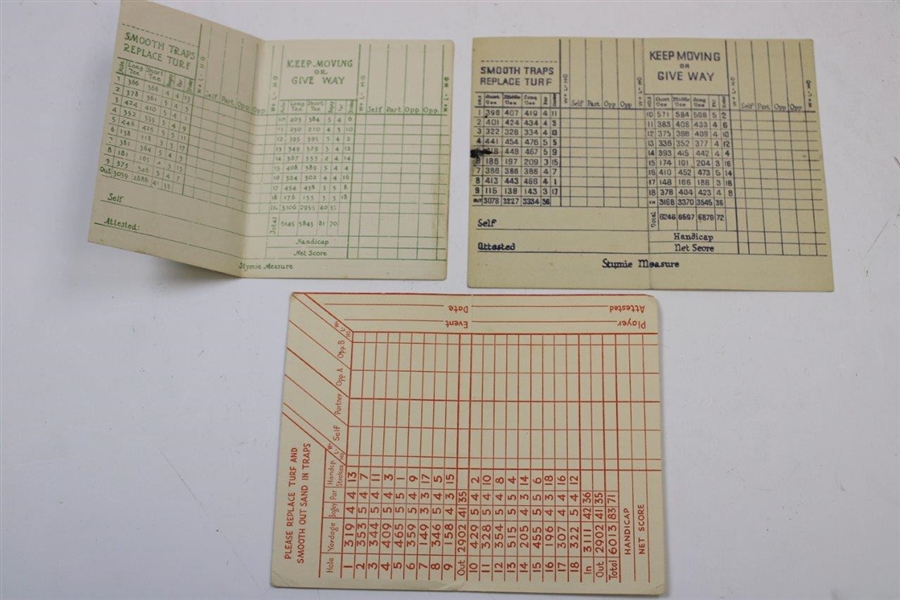 Three (3) Pinehurst Country Club Vintage Scorecards For Course No. 1, No. 2  & No. 3 - Unscored