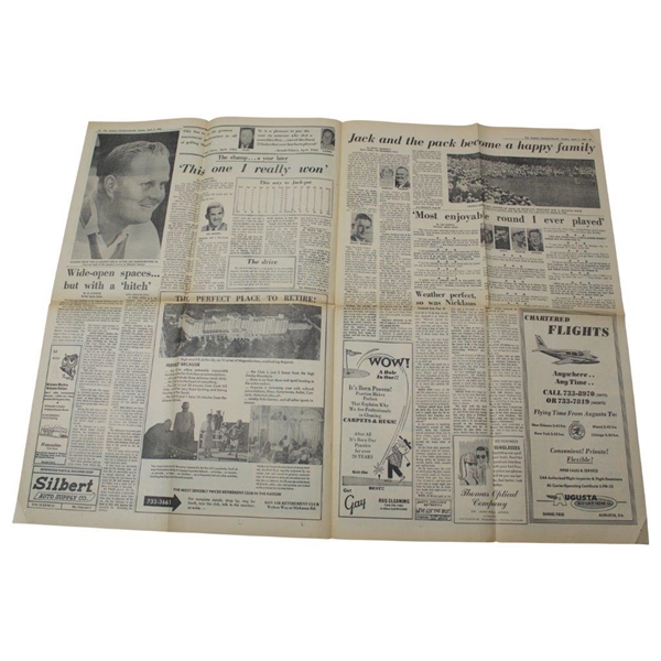 1966 The Augusta Chronicle Augusta Herald 'The Drive' with Jack Nicklaus Sunday Newspaper