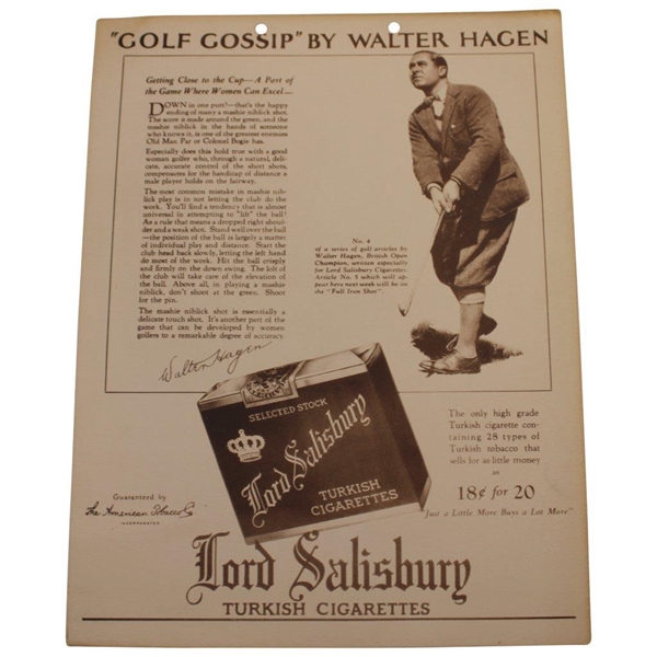 Walter Hagen Lord Salesberry Turkish Cigarettes Golf Gossip Articles 1-9 - Missing No. 4