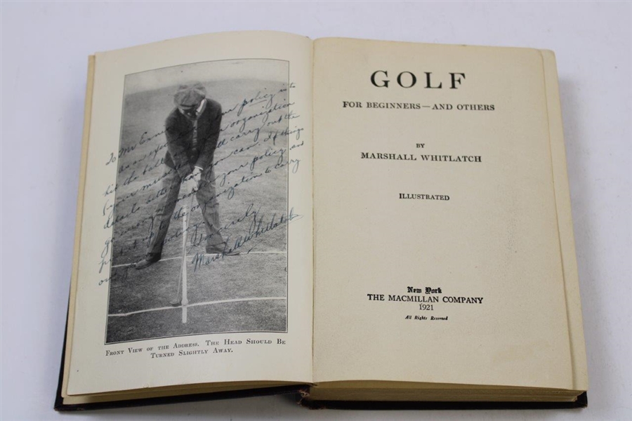 1921 'Golf - For Beginners & Others' Book Signed & Inscribed by Author Marshall Whitlatch