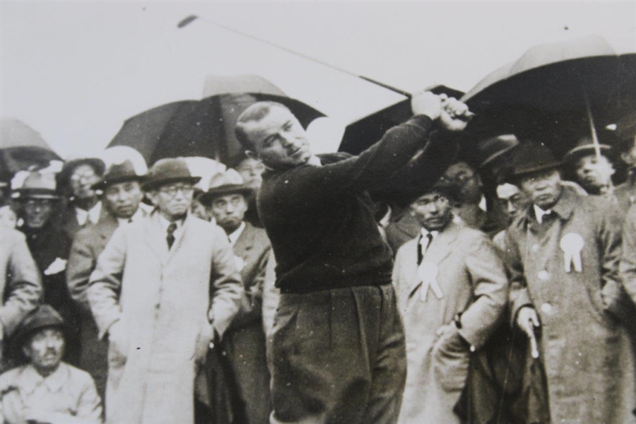 1937 Gene Sarazen Tokyo Golf Club Original 'Swinging In The Rain' Wire Photo
