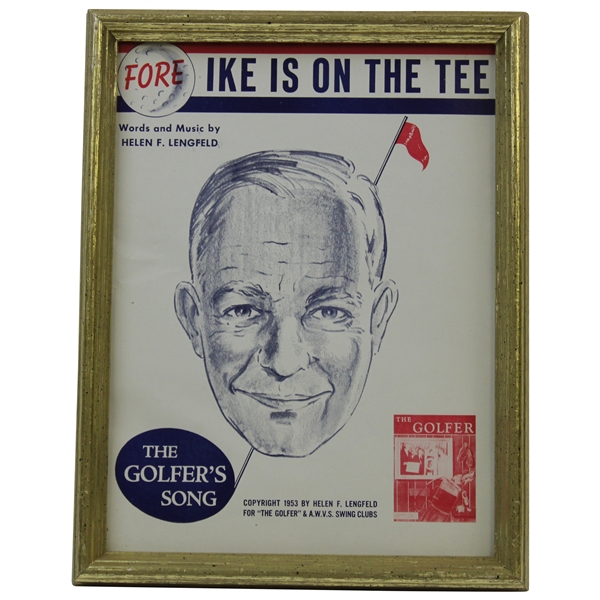 1953 Original Sheet Music The Golfer’s Song 'Fore Ike Is On The Tee' - Framed