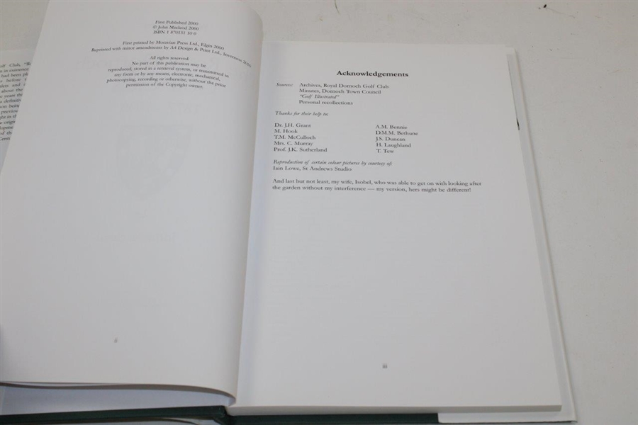 2010 'A History of The Royal Dornoch GC 1877-1999' History Book by John Macleod