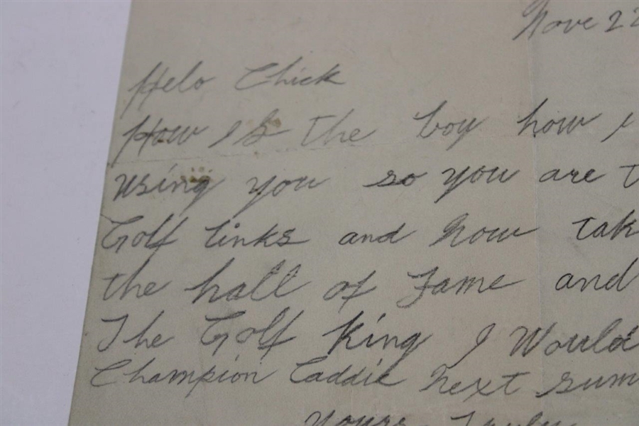 G.D. Johnson Signed 1916 Handwritten Letter on Chicago GC Letterhead to Charles 'Chick' Evans - Ty Cobb Comparison