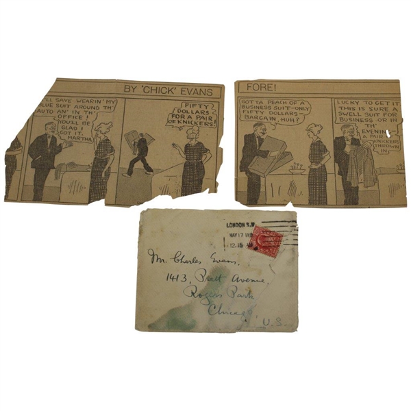Charles 'Chick' Evans Handwritten Letter with Two Comic Strips and National Newspaper Service Info.