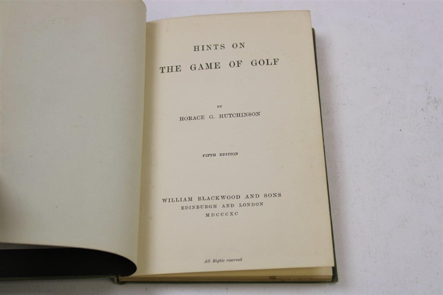 1890 'Hints on Golf' Fifth Edition Book by Horace G. Hutchinson