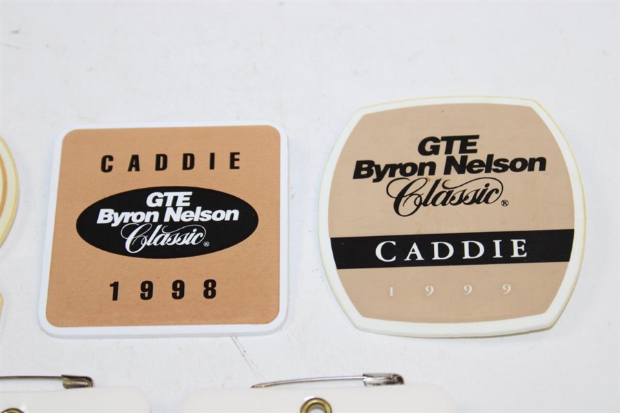 Seven (7) Caddy Badges Byron Nelson Classic 92, 94, 98, 99 & Pavilion Passes 04, 07, 08
