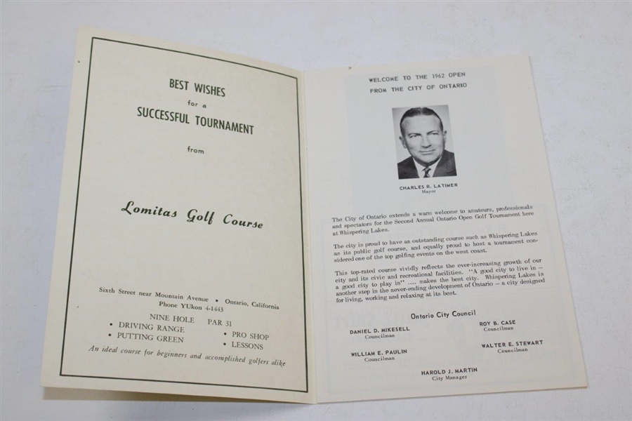 Champion Al Geiberger & others Signed 1962 Ontario Open Program - 1st PGA Win JSA ALOA