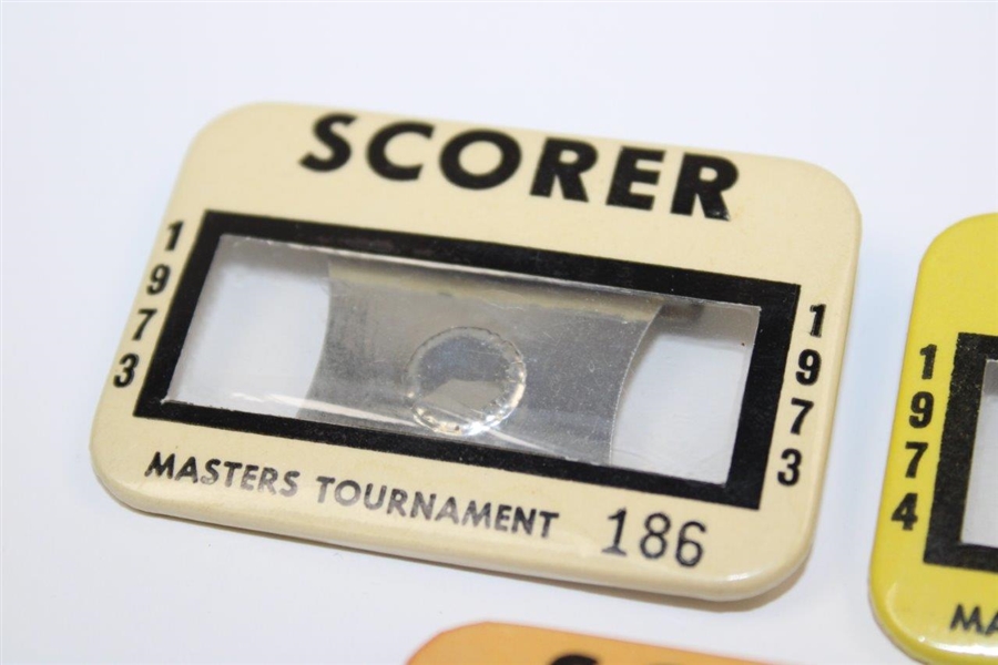 1973, 1974 & 1976 Masters Tournament Official SCORER Badges