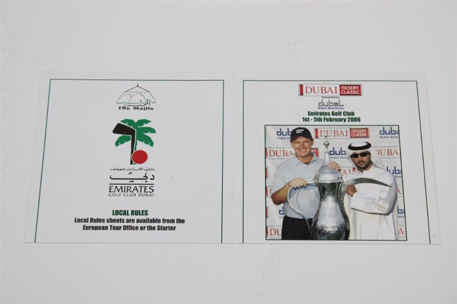 Champion Tiger Woods Signed Actual Match Used & 4th Rd 2006 Dubai Desert Classic Scorecard JSA ALOA