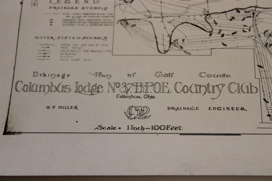 Early 1930's Columbus Country Club Lodge No. 37 B. P. O. E.  Drainage Plan - Wendell Miller Collection