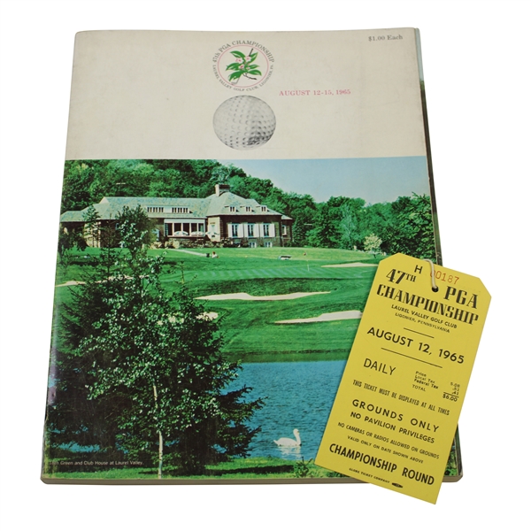 1965 PGA Championship at Laurel Valley Final Rd Ticket #H00187 w/Official Program