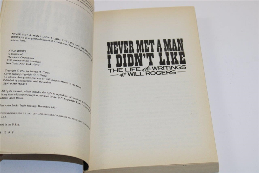 Payne Stewart's 'Never Met A Man I Didn't Like' Book Signed & Personalized by Author Joseph Carter