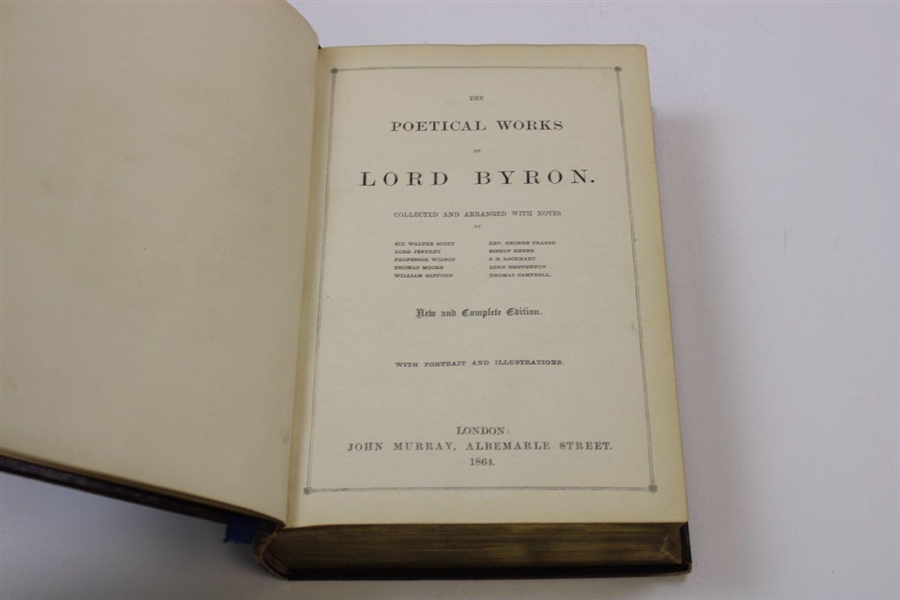Byron's Poetical Works Book Gifted to 'Father of American Golf' John Reid - Significant Inscription 