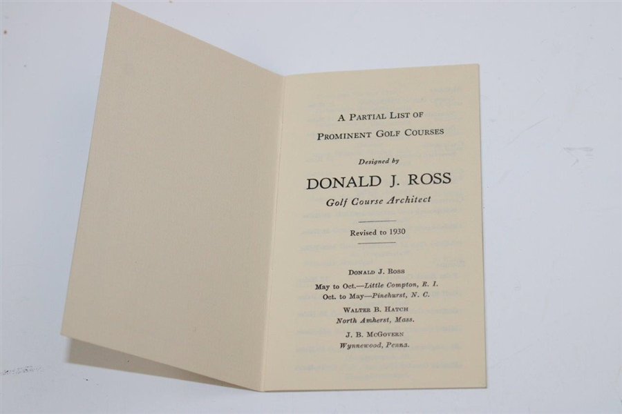 Photo of Donald Ross & Seldom Seen 1930 Booklet Showing Prominent Golf Courses Designed By Ross
