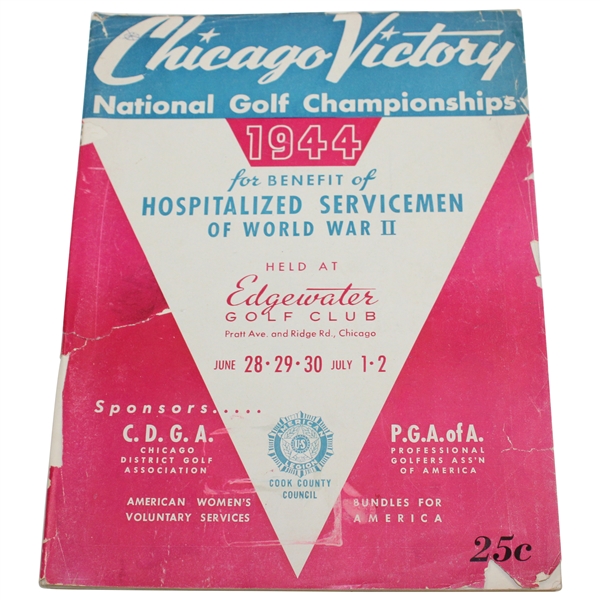 1944 Chicago Victory Tournament Program Won By Jug Mcspaden In Playoff With Ben Hogan