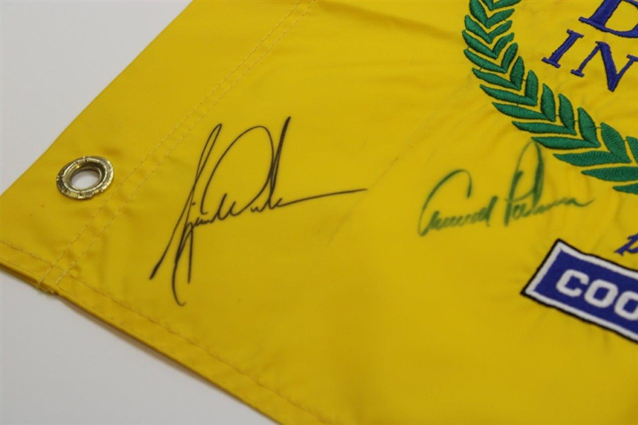 Tiger Woods & Arnold Palmer Signed 2000 Bay Hill Inv. Pinny Flag - Rare JSA ALOA
