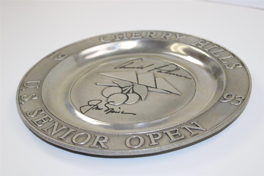 Arnold Palmer & Jack Nicklaus Dual Signed 1993 US Senior Open at Cherry Hills Plate JSA ALOA