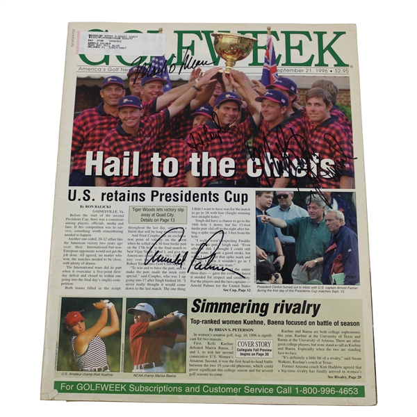 Arnold Palmer’s Personal 1996 Presidents Cup Golf Week Magazine Signed JSA ALOA