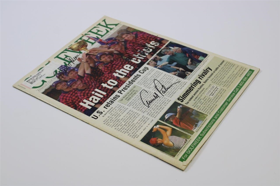 Arnold Palmer’s Personal 1996 Presidents Cup Golf Week Magazine Signed JSA ALOA