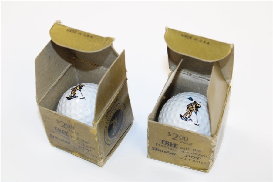 Two (2) Spalding 'First Golf Ball on the Moon' Moon Balls in Original Boxes