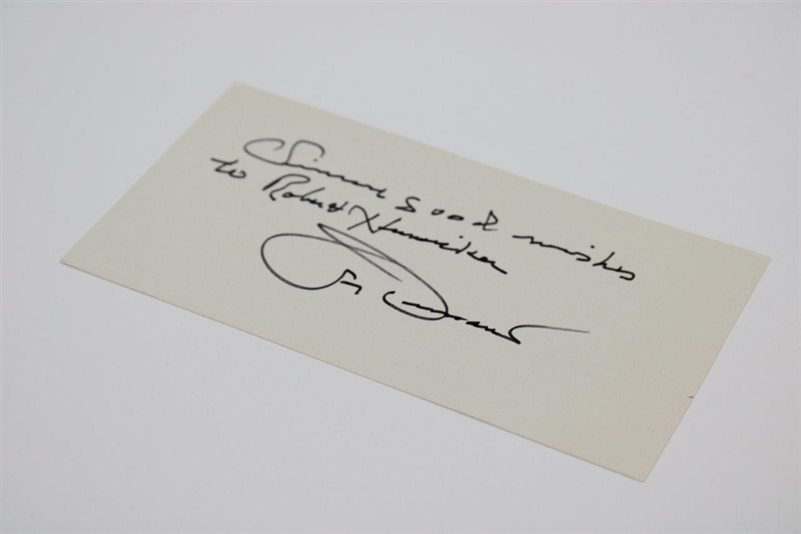 Jimmy Demaret Signed 3x5 Card w/'Sincerly Good Wishes to Robert' JSA ALOA