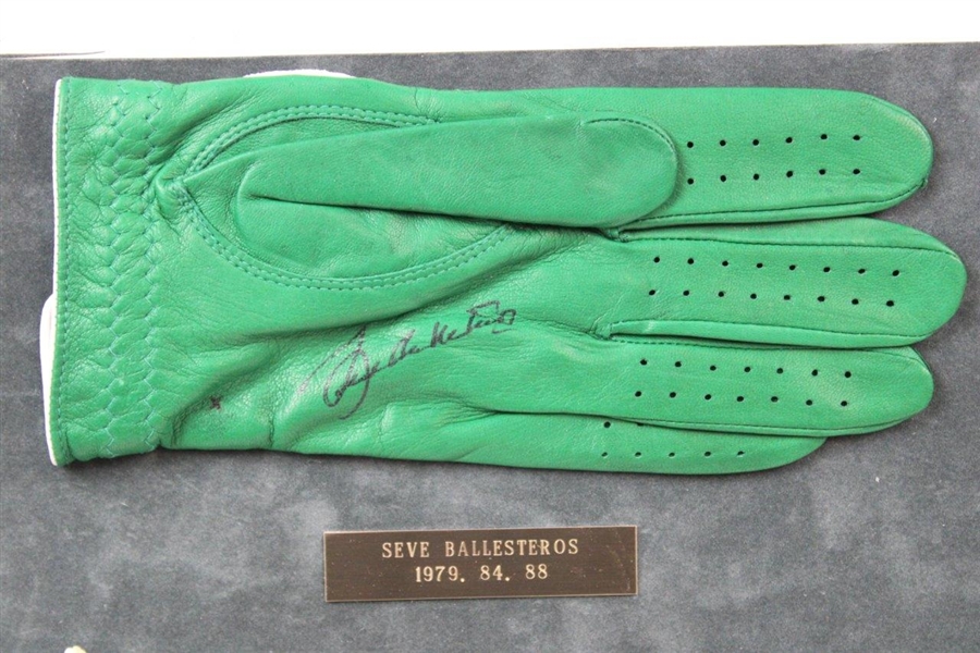 Seve, Price, Rogers, Finch, Daly & Lyle Signed Golf Gloves Matted Display JSA ALOA