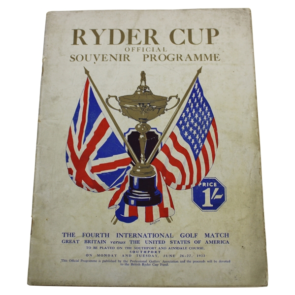 1933 Ryder Cup at Southport and Ainsdale Official Souvenir Program