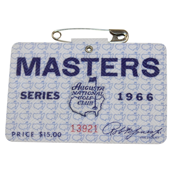 1966 Masters Tournament Series Badge #13921 - Nicklaus 3rd Win