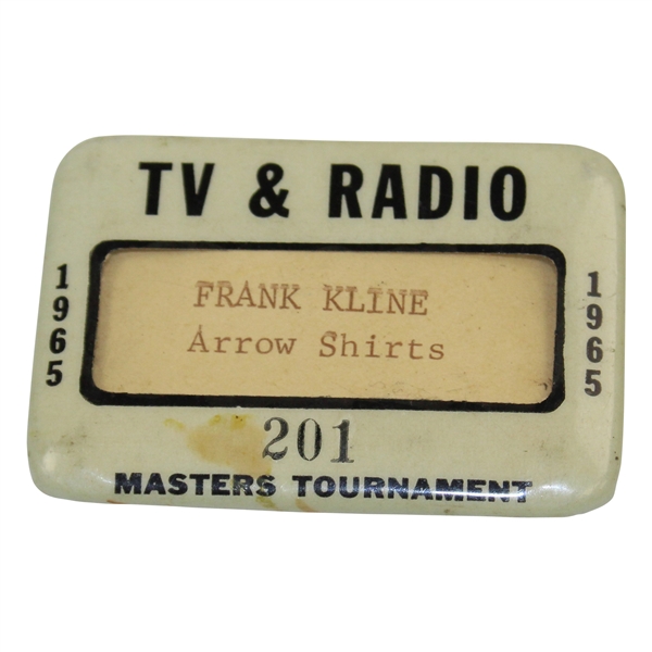 1965 Masters TV & Radio Badge #201 Frank Kline
