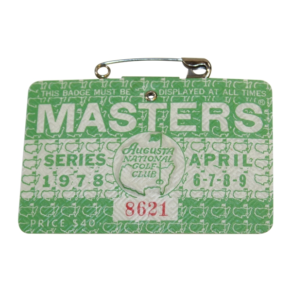 1978 Masters Tournament SERIES Badge #8621 - Gary Player Winner