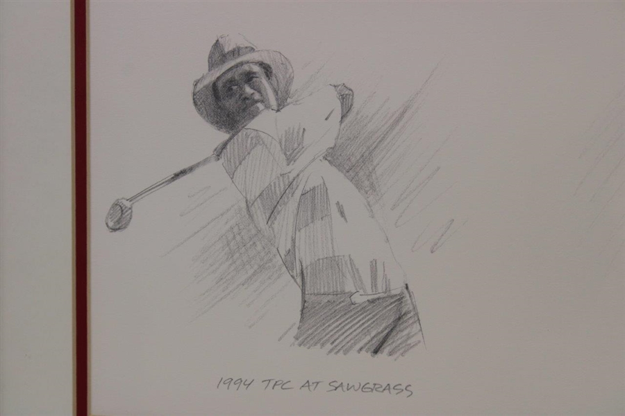 Tiger Woods Ltd Ed 1994, 1995 & 1996 Amateur Victories Lithograph #14/950 - Framed