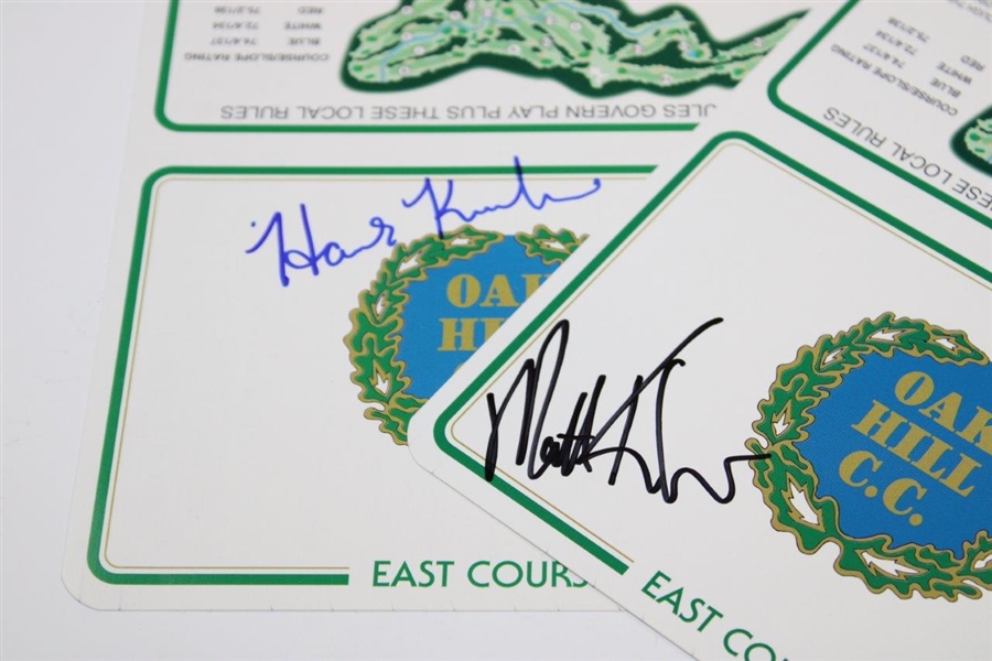 Tom McKnight(x2), Hank Kuehne, Matt Kuchar & Bill Lunde(2) Signed Oak Hill Scorecards JSA ALOA