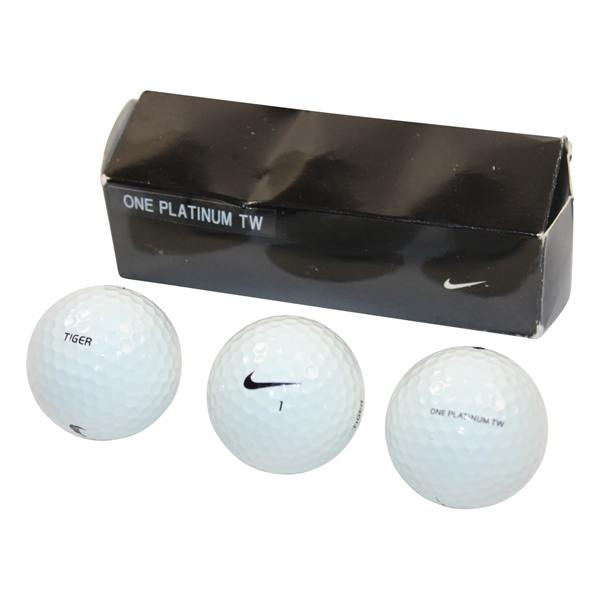 Tiger Woods Sleeve of Three Nike Tiger One Platinum TW Golf Balls