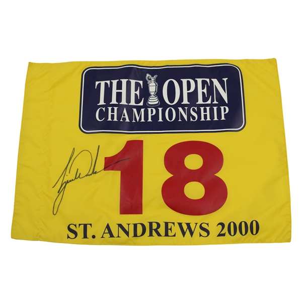 Tiger Woods Signed 2000 The OPEN at St. Andrews Screen Flag JSA ALOA