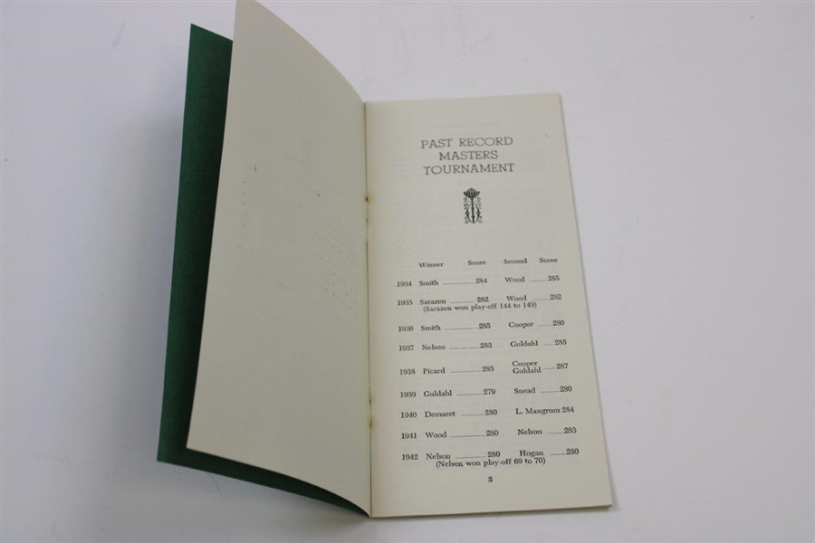 1946 Records Of The Masters Tournament Booklet - Seldom Seen