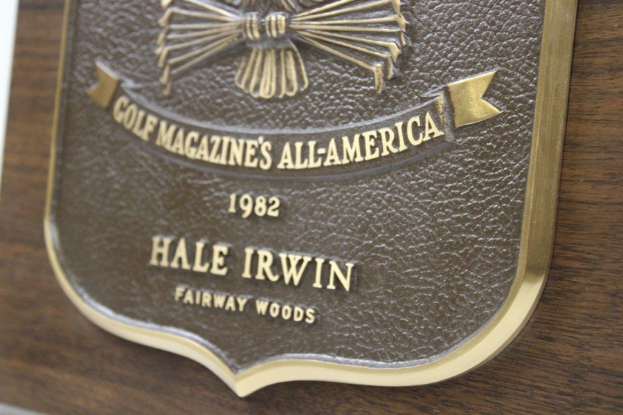 Hale Irwin's 1982 Golf Magazine's All-America Plaque - Fairway Woods