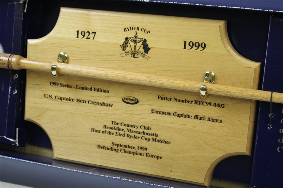 1999 Ryder Cup at the Country Club Ltd Ed Commemorative Engraved Wood Putter in Box