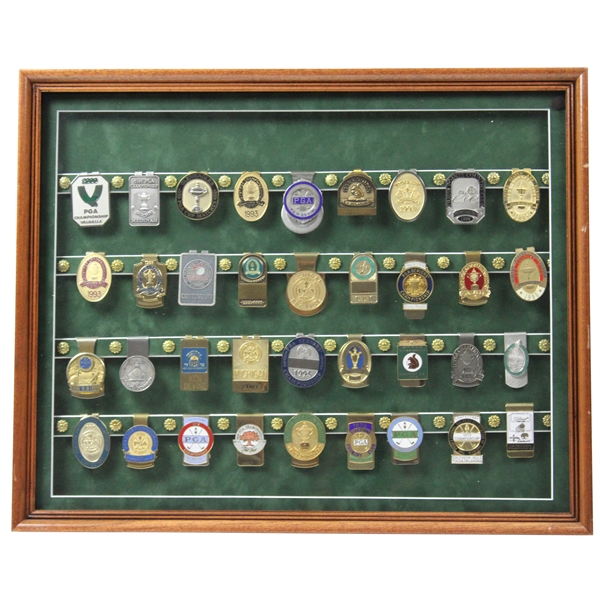 Ken Devine's Personal Thirty-Six (36) Money Clips Display Inc. 3 Majors - Framed