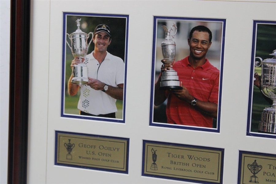 Tiger Woods, Furyk, Weir & Ogilvy Signed Grand Slam of Golf Display - Framed JSA ALOA
