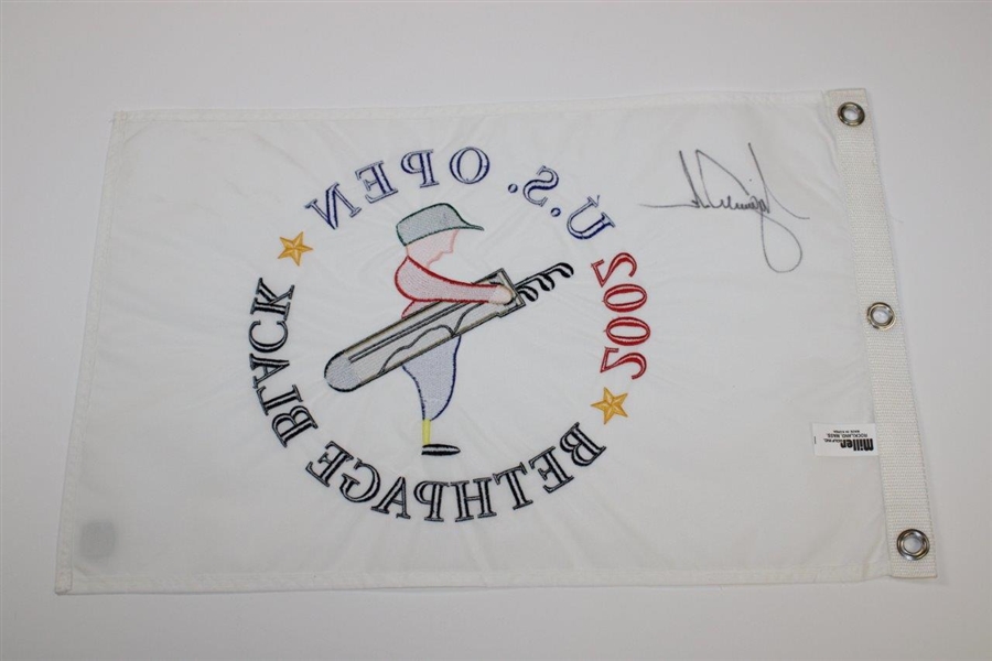 Tiger Woods Signed 2002 US Open at Bethpage Black Embroidered Flag JSA ALOA