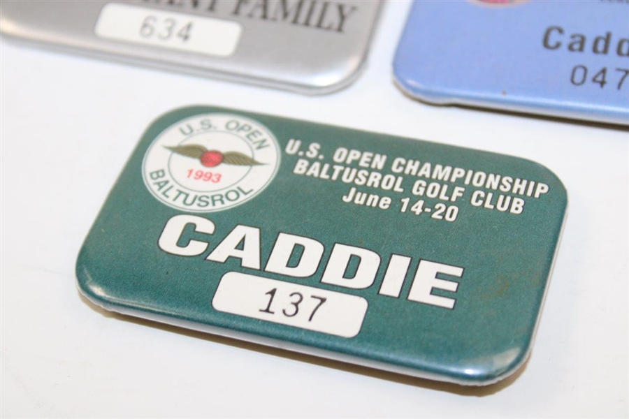 3 US Open Badges: 1993 - Caddie, 1995 Tiger Woods 1st - Contestant Family  & 1997 - Caddie