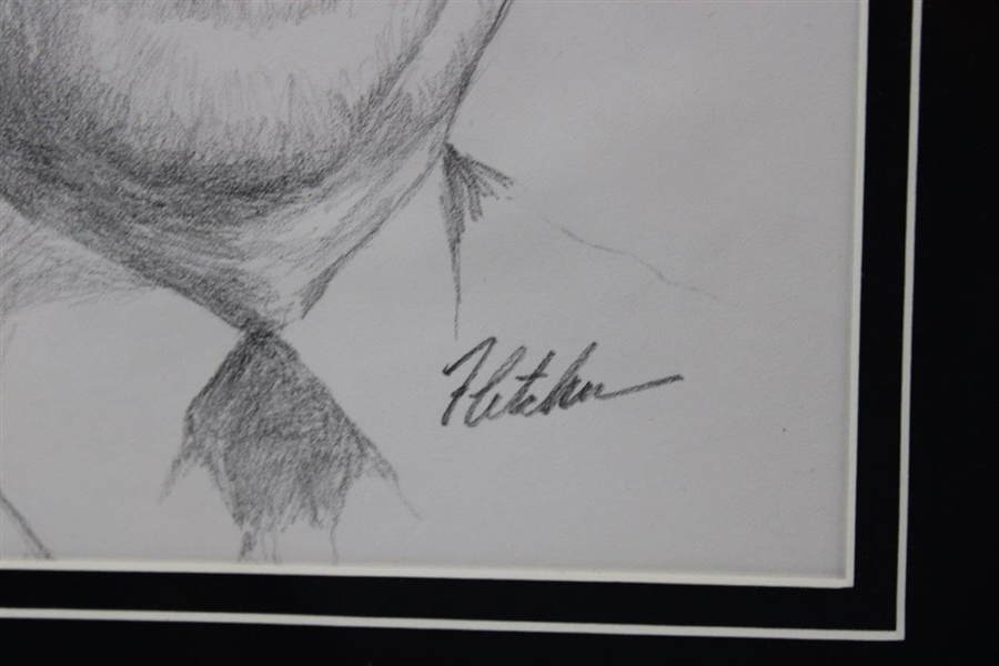 Jack Nicklaus Original Portrait Pencil Sketch Signed by Artist Robert Fletcher - Framed 
