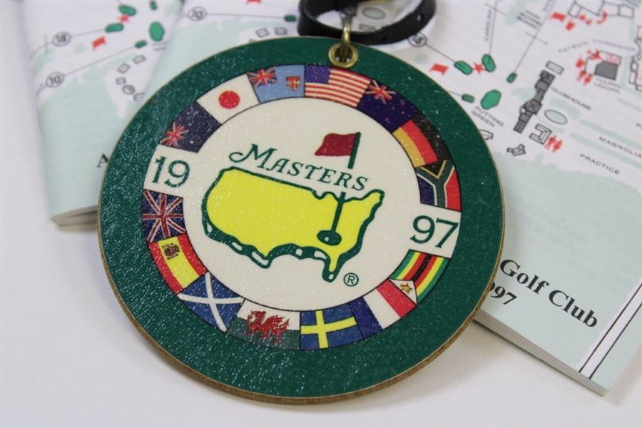 1997 Masters Tournament Bag Tag with Eight (8) 1997 Spectator Guides