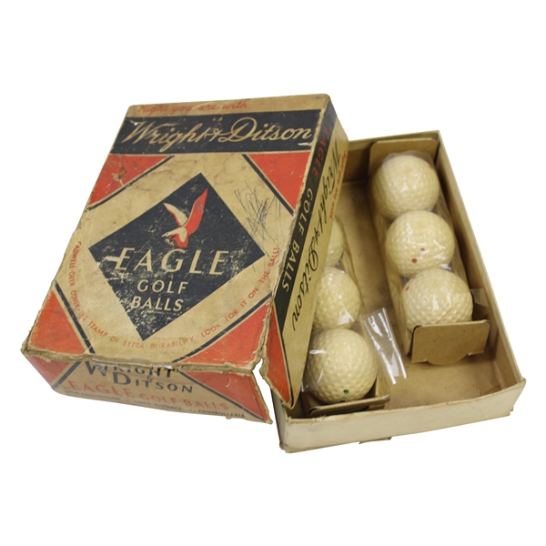Wright & Ditson Eagle Golf Ball Box with Six (6) Golf Balls