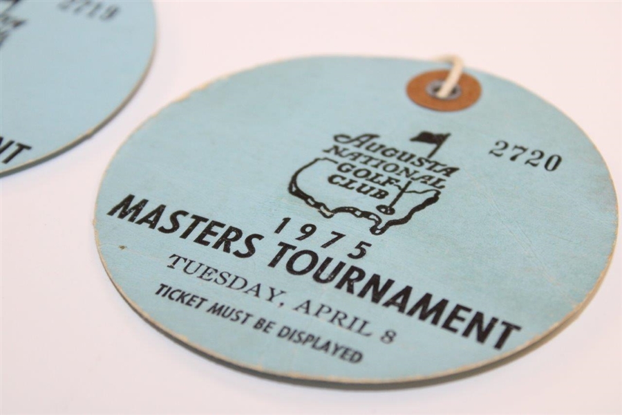 Pair of 1975 Masters Tournament Tuesday Practice Round Tickets - #2719 & #2720