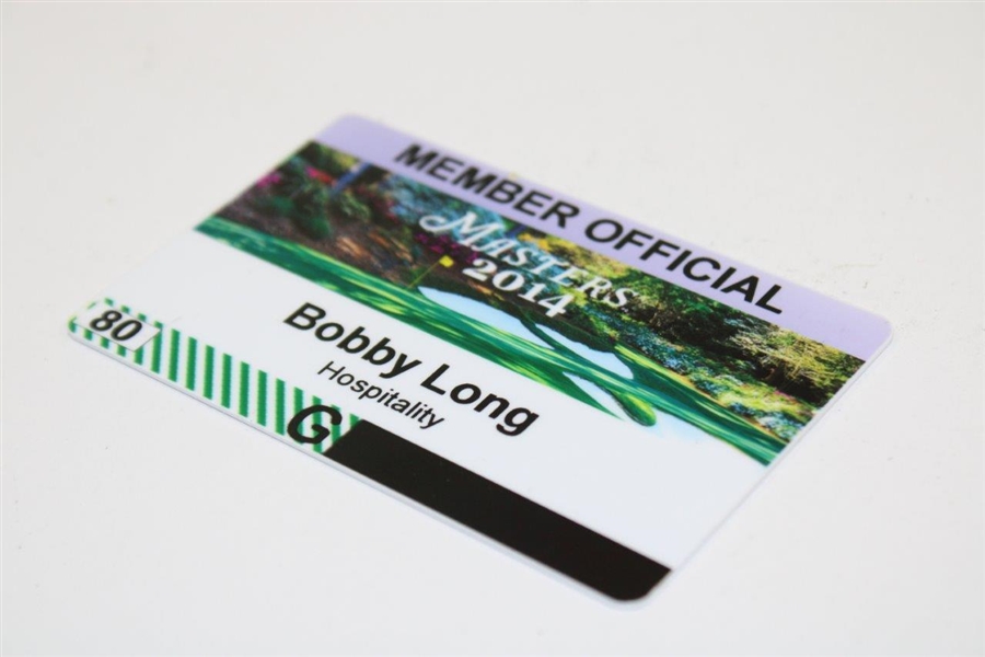 2014 Masters Tournament Member Official Badge #80G - Bobby Long - Hospitality