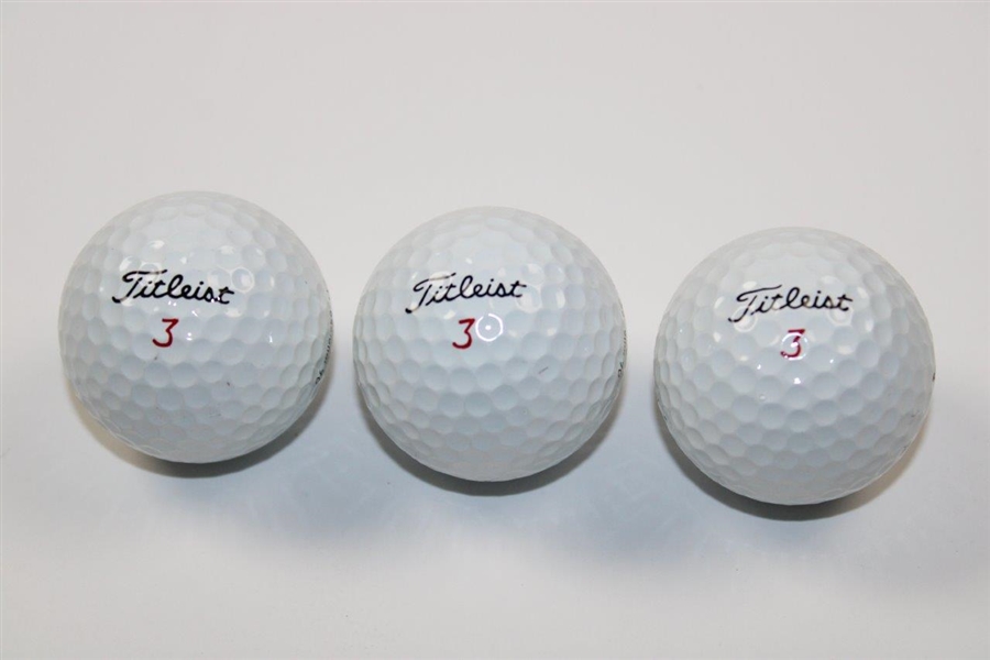 Tiger Woods Sleeve of Three Titleist 3 TIGER Professional 90 Golf Balls