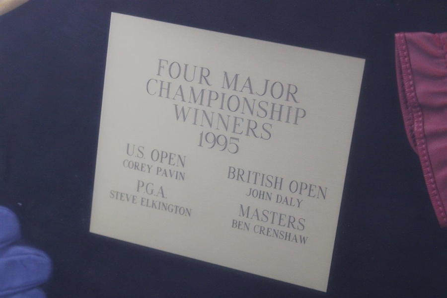 Pavin, Elkington, Crenshaw & Daly Signed Golf Gloves Display - 1995 Major Champs - Framed JSA ALOA