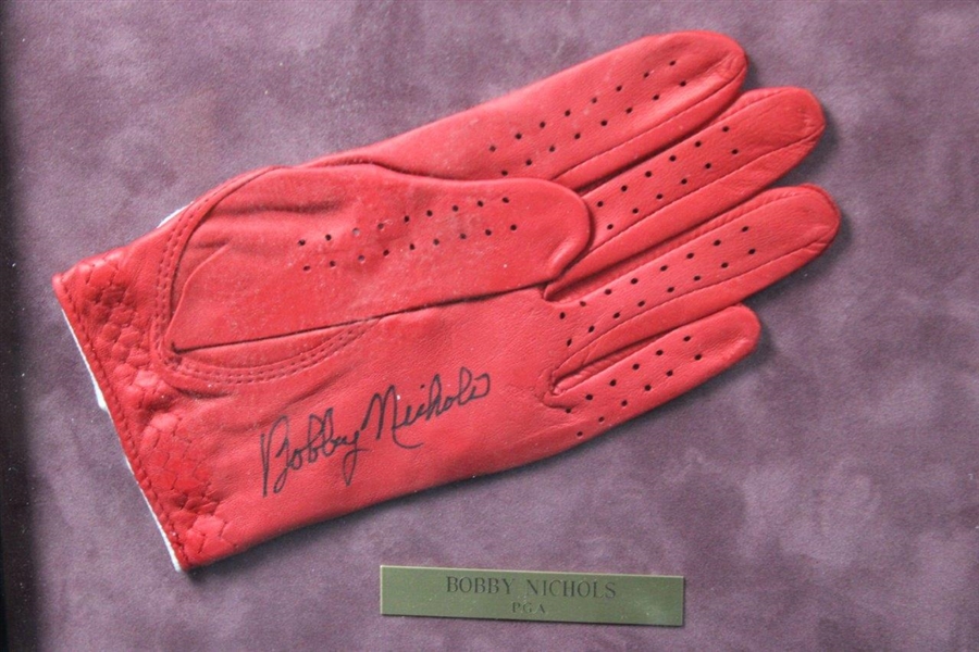 Palmer, Nichols, Venturi & Lema(NS) Signed Golf Gloves Display - 1964 Major Champs - Framed JSA ALOA